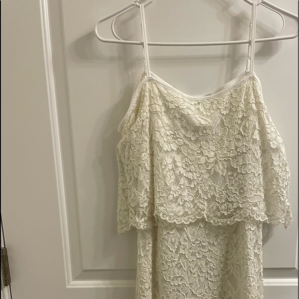 Oof shoulder dress off white color